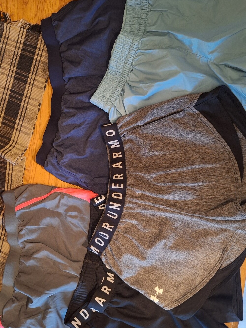 Under Armour Women's Grey and Black Athletic Shorts with Branded Waistband